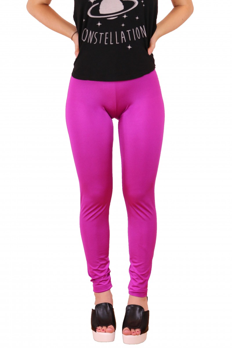 Shiny Spandex Leggings Fuchsia Pink