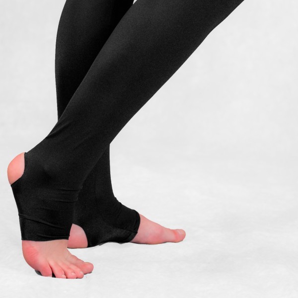 Stirrup Leggings Black Shiny Spandex Leggings
