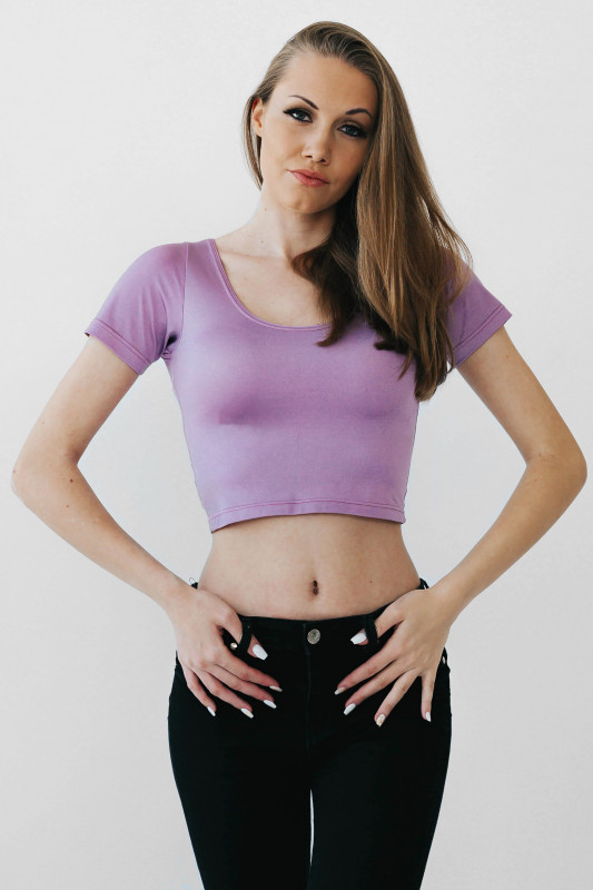 Super-Cute Lavender Pink Cap sleeve crop